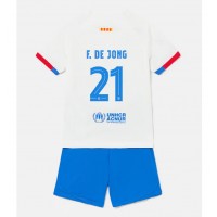 Barcelona Frenkie de Jong #21 Bortedraktsett Barn 2023-24 Kortermet (+ Korte bukser)